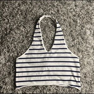 Striped Cropped Halter Top
